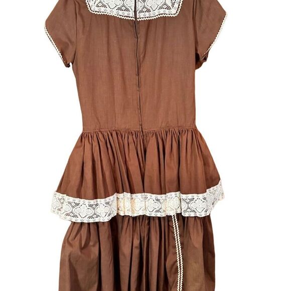 Kate Schorer Vintage 60s 70s Brown Polka Dot Swing Dress Kate Schorer Western M - Picture 3 of 15